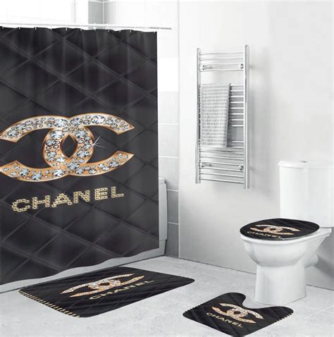 chanel bathroom shower curtain set|coco chanel bathroom set.